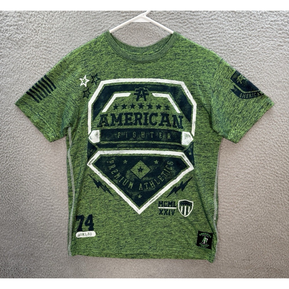 American Fighter By Affliction Shirt Adult Small Green Performance Stretch MMA